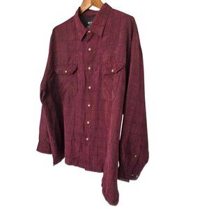 Bruno Faux Suede Button Up Shiirt Mens 3XLB Burgundy Plaid Long Slv Casual Wear